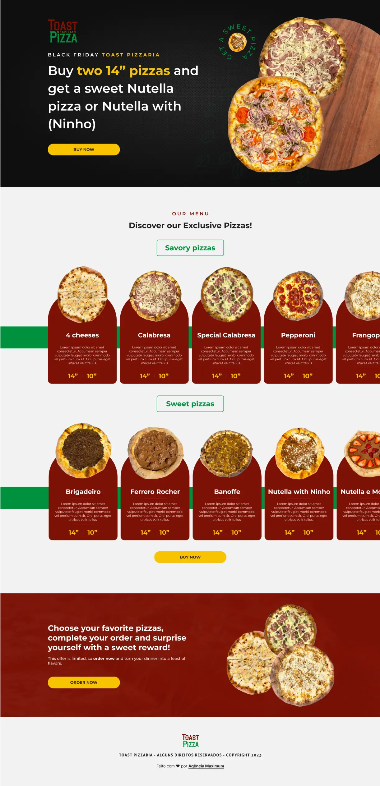 Landing Page Toast Pizzaria Black Friday